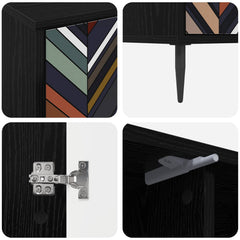 vidaXL TV Cabinet OMMEN 102 x 33 x 51 cm Black Oak Engineered Wood 6