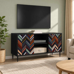 vidaXL TV Cabinet OMMEN 102 x 33 x 51 cm Black Oak Engineered Wood 1