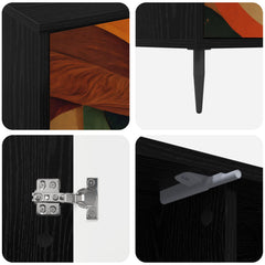 vidaXL TV Cabinet BONN 102 x 33 x 51 cm Black Oak Engineered Wood 6