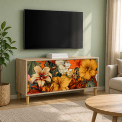 TV Cabinet BONN 102 x 33 x 50 cm Sonoma Engineered Wood Lily print