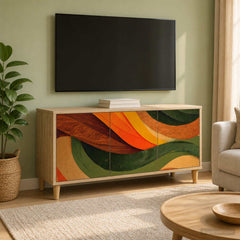 TV Cabinet BONN 102 x 33 x 50 cm Sonoma Engineered Wood Retro wave print