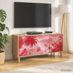 TV Cabinet BONN 102 x 33 x 50 cm Sonoma Engineered Wood Pink palm tree print