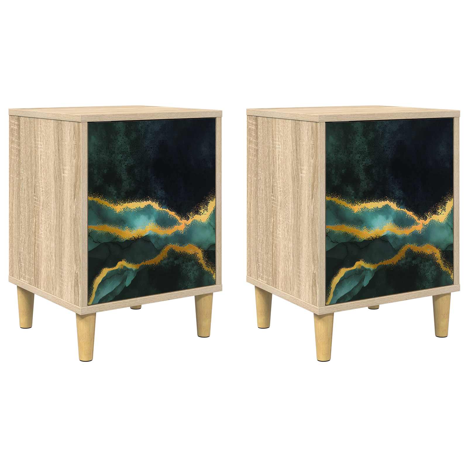 vidaXL Bedside Cabinet WIJHE 2 pcs Sonoma Oak 36 x 33 x 50 cm 2