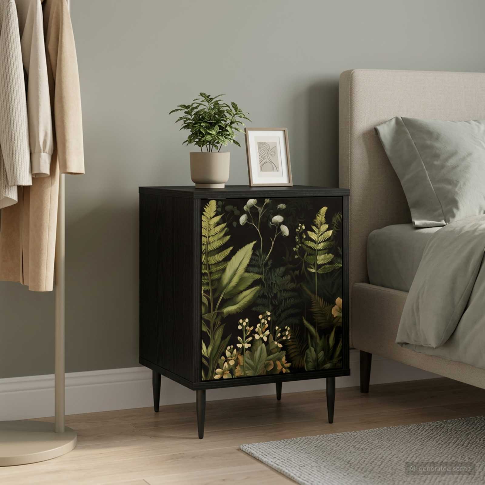 vidaXL Bedside Cabinet RHENEN Black Oak 36 x 33 x 51 cm 1