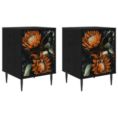 vidaXL Bedside Cabinet LOCHEM 2 pcs Black Oak 36 x 33 x 51 cm 2