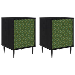 vidaXL Bedside Cabinet GELEEN 2 pcs Black Oak 36 x 33 x 51 cm 2