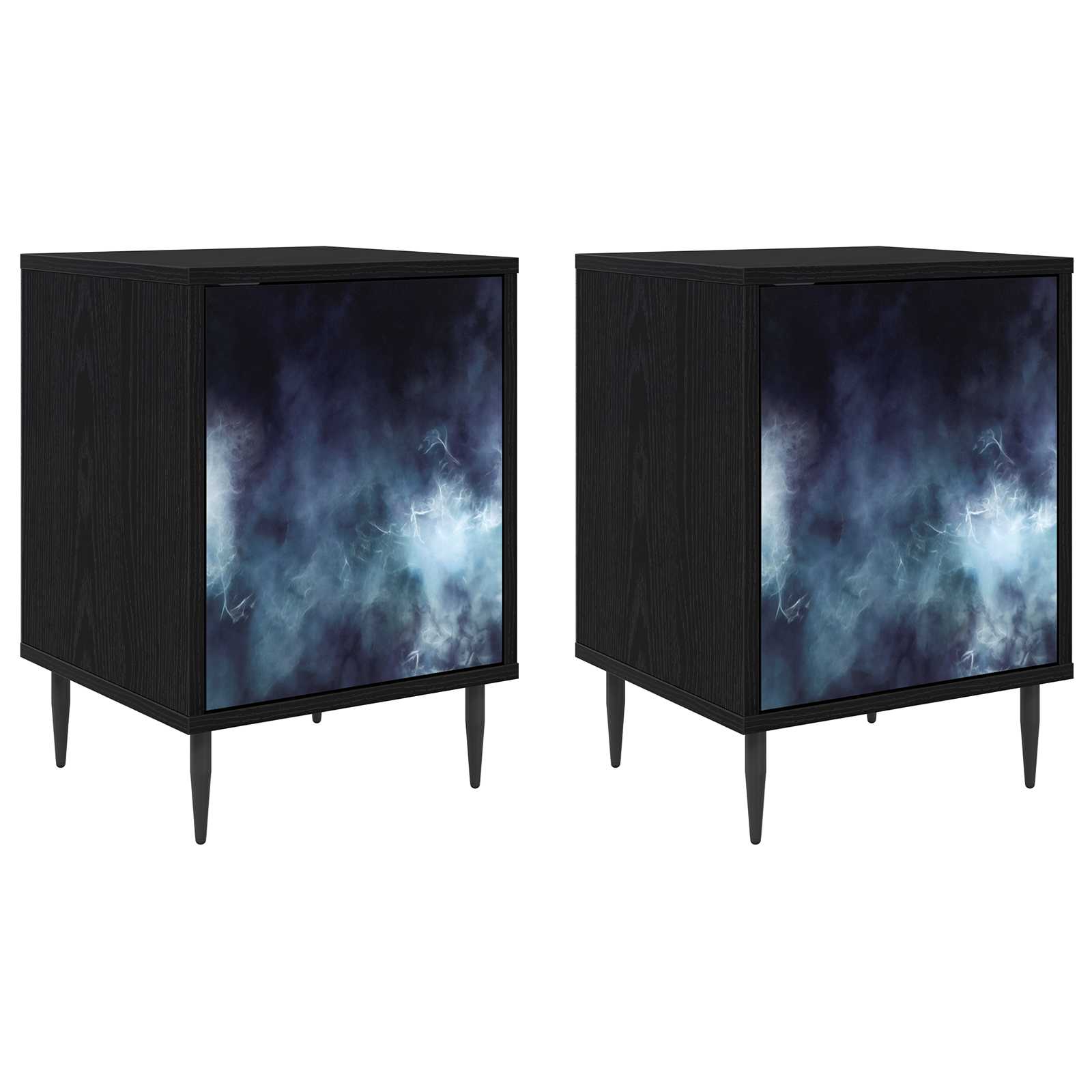 vidaXL Bedside Cabinet RAALTE 2 pcs Black Oak 36 x 33 x 51 cm 2