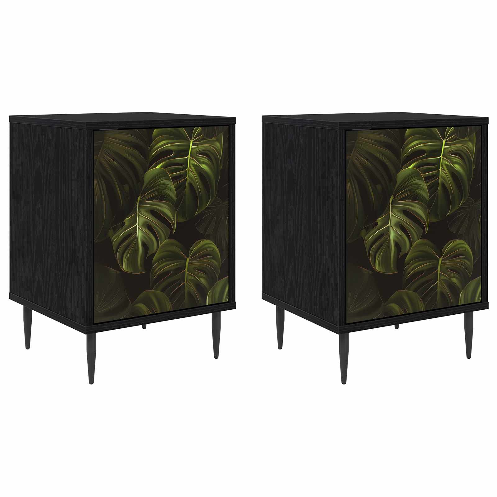 vidaXL Bedside Cabinet ELBURG 2 pcs Black Oak 36 x 33 x 51 cm 2