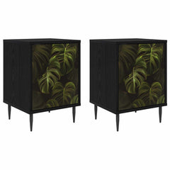 vidaXL Bedside Cabinet ELBURG 2 pcs Black Oak 36 x 33 x 51 cm 2
