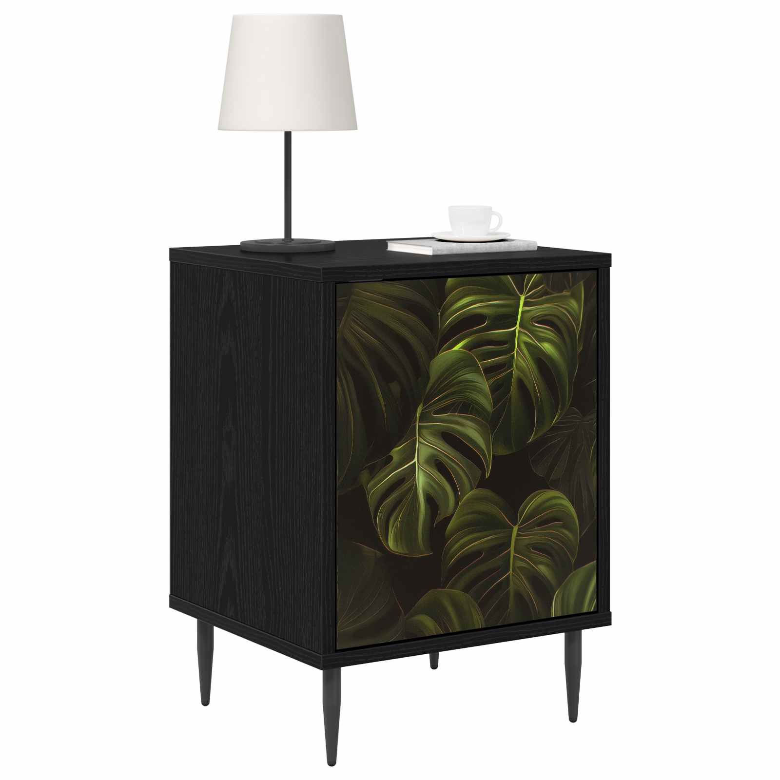 vidaXL Bedside Cabinet ELBURG 2 pcs Black Oak 36 x 33 x 51 cm 3