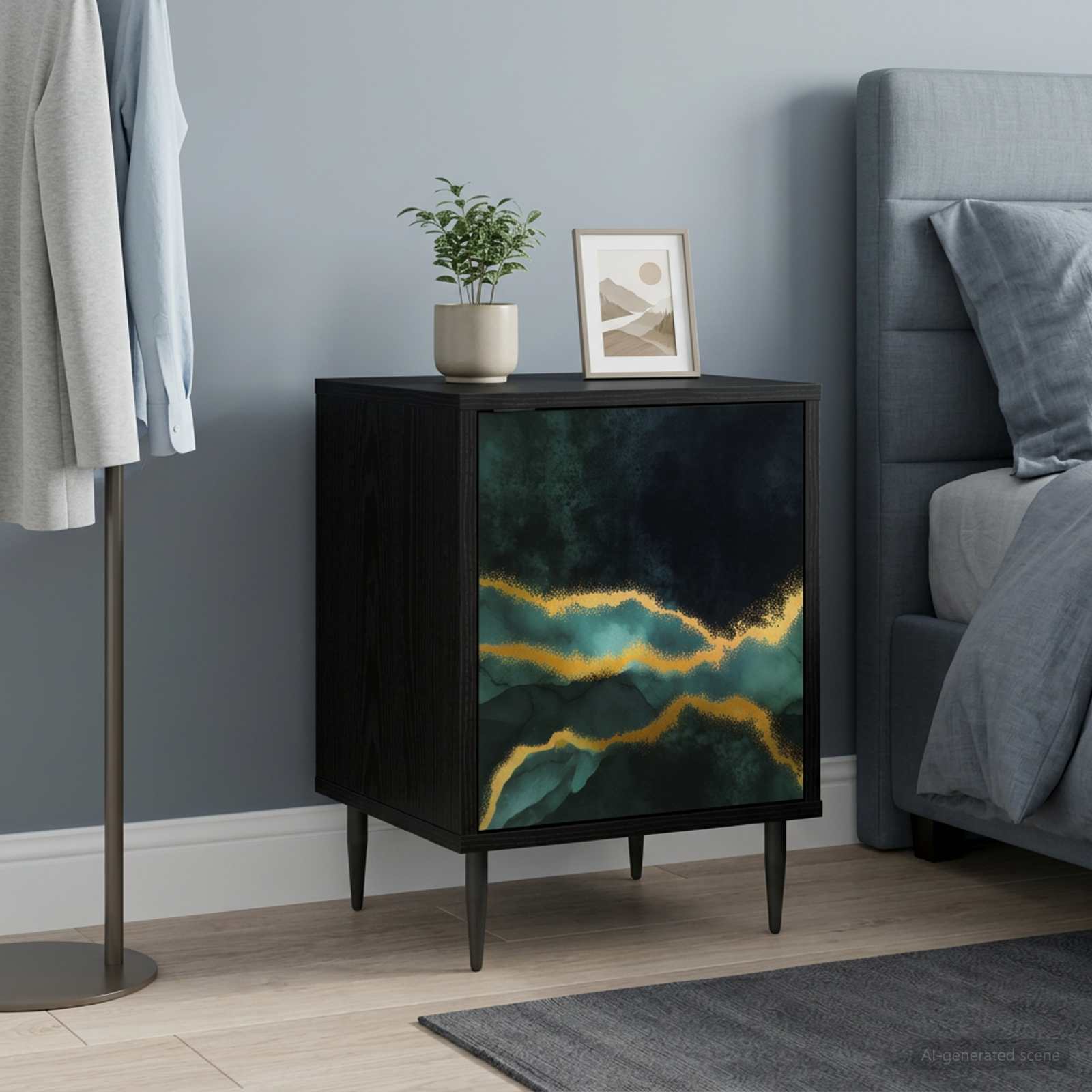 vidaXL Bedside Cabinet WIJHE Black Oak 36 x 33 x 51 cm Engineered Wood 1