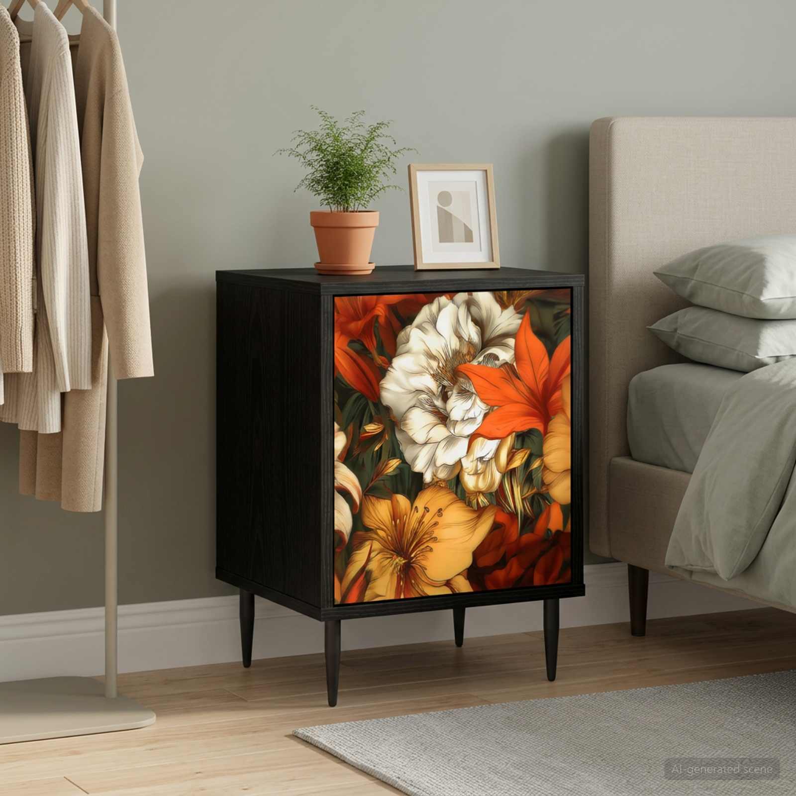 vidaXL Bedside Cabinet GENNEP Black Oak 36 x 33 x 51 cm 1