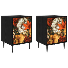 vidaXL Bedside Cabinet GENNEP 2 pcs Black Oak 36 x 33 x 51 cm 2