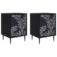 vidaXL Bedside Cabinet DOKKUM 2 pcs Black Oak 36 x 33 x 51 cm 2