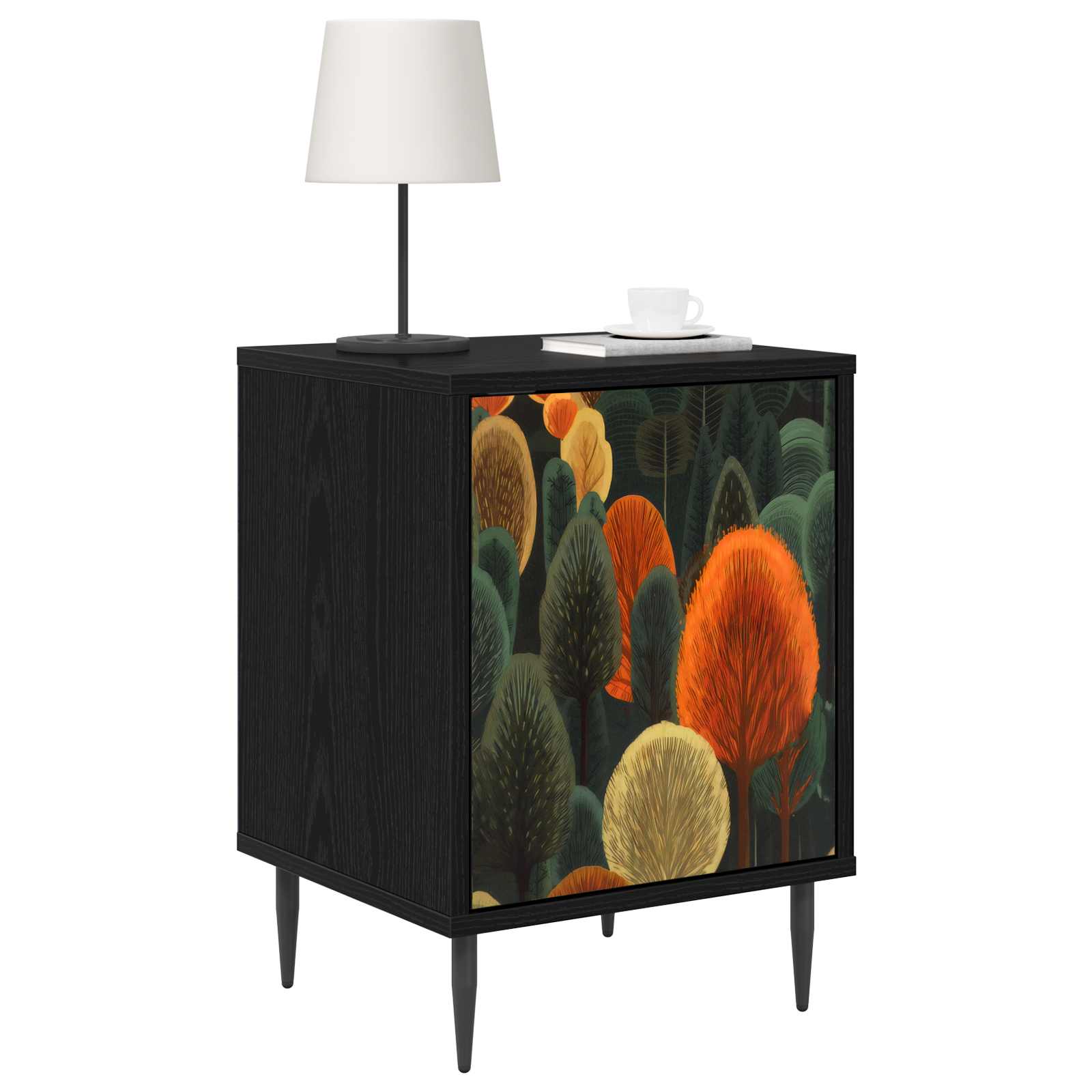 vidaXL Bedside Cabinet ZAANDAM 2 pcs Black Oak 36 x 33 x 51 cm 3