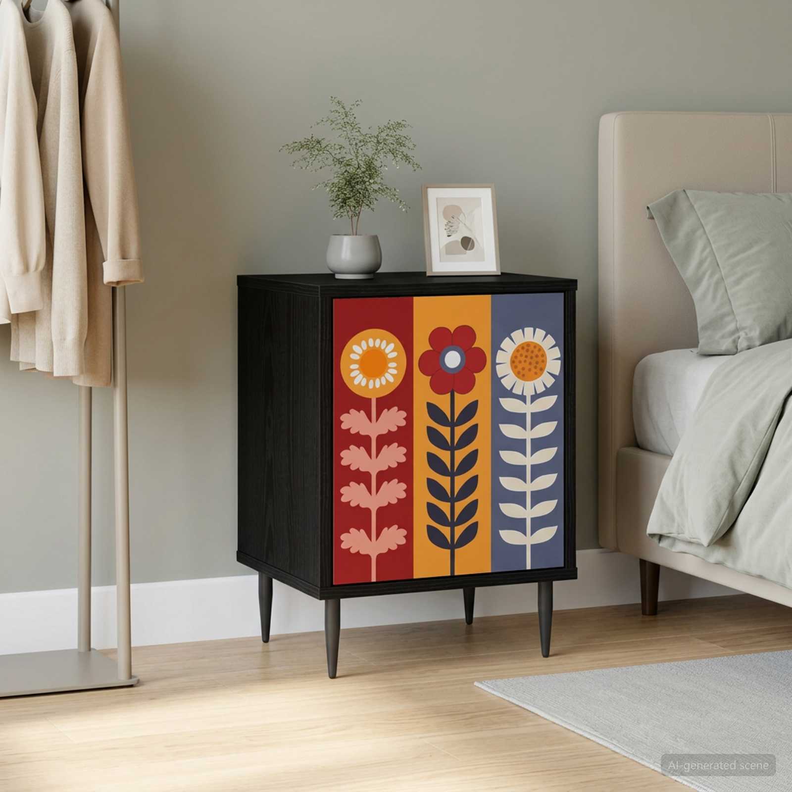 vidaXL Bedside Cabinet ESSEN Black Oak 36 x 33 x 51 cm Engineered Wood 1