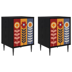vidaXL Bedside Cabinet ESSEN 2 pcs Black Oak 36 x 33 x 51 cm 2