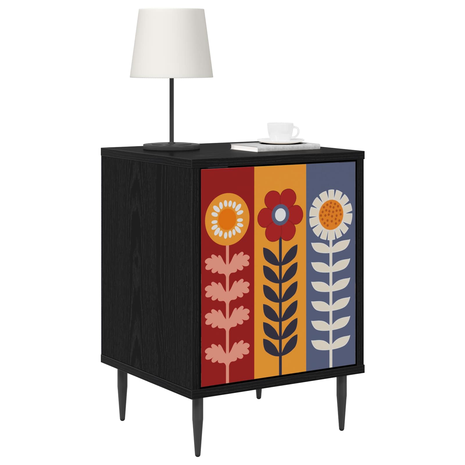 vidaXL Bedside Cabinet ESSEN 2 pcs Black Oak 36 x 33 x 51 cm 3