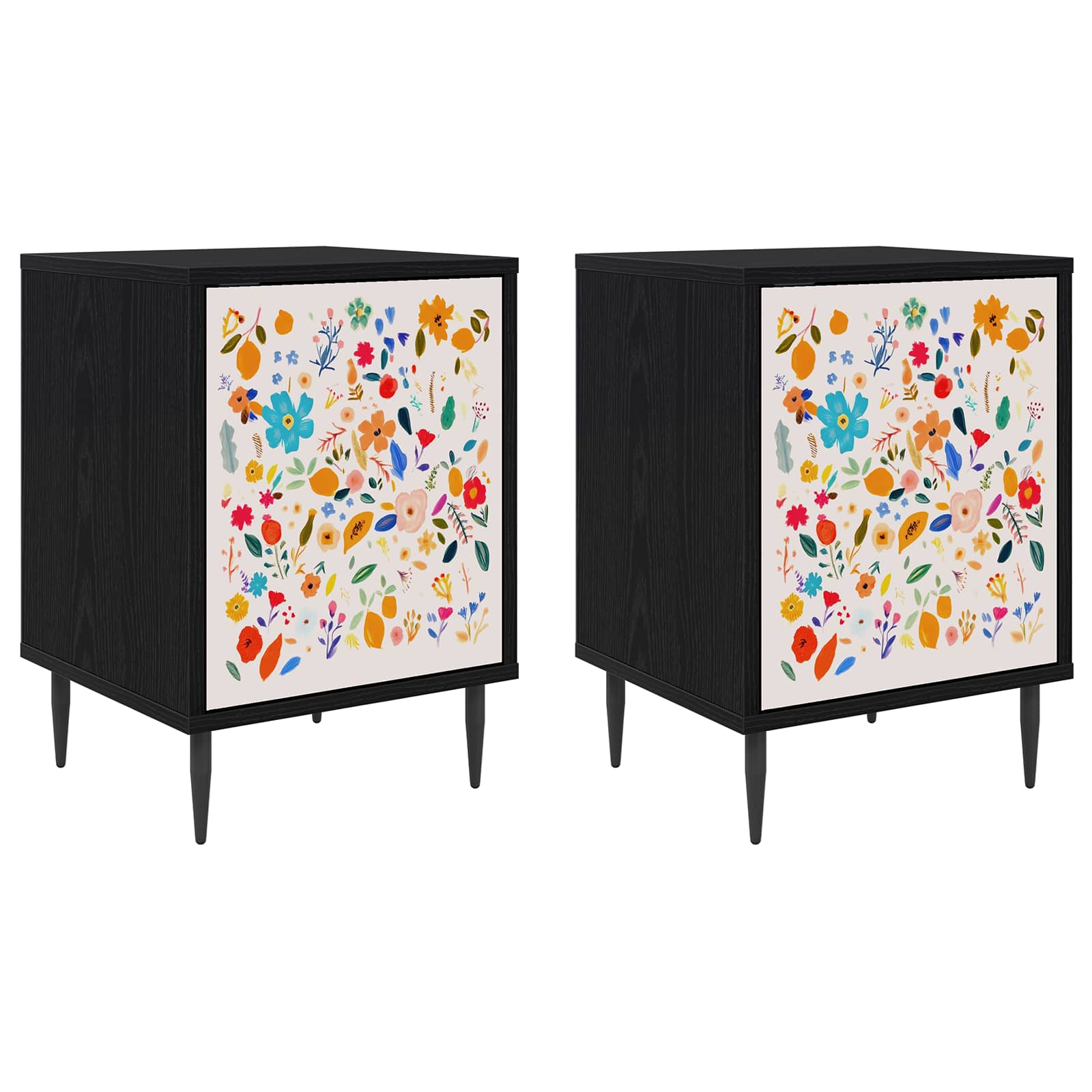 vidaXL Bedside Cabinet MAINZ 2 pcs Black Oak 36 x 33 x 51 cm 2