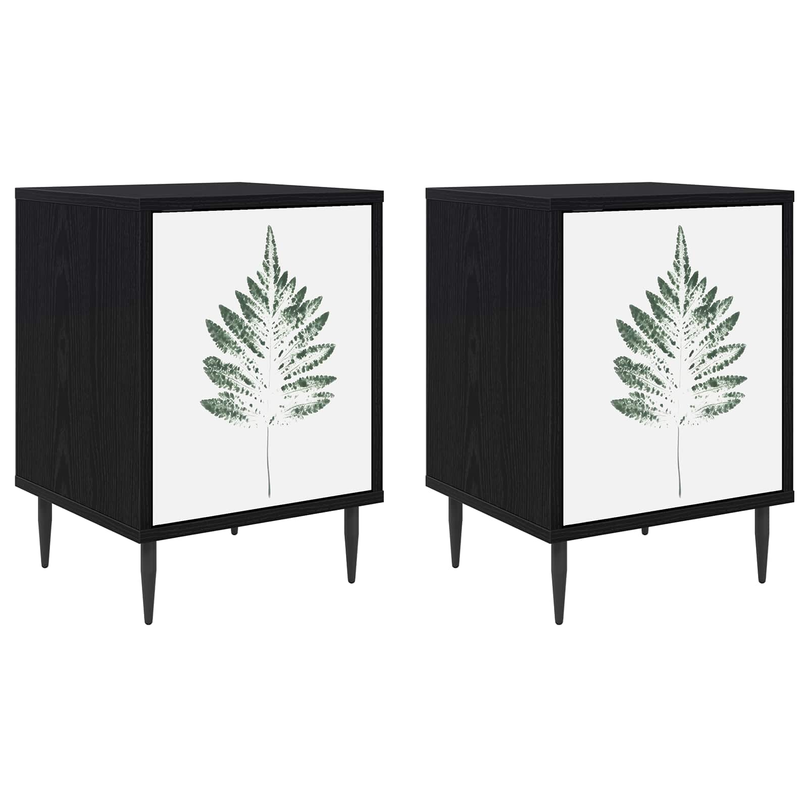 vidaXL Bedside Cabinet HANAU 2 pcs Black Oak 36 x 33 x 51 cm 2