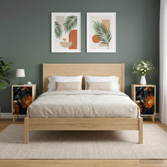 Bedside Cabinet BONN Sonoma Oak 36 x 33 x 60 cm 2 pcs Orange print
