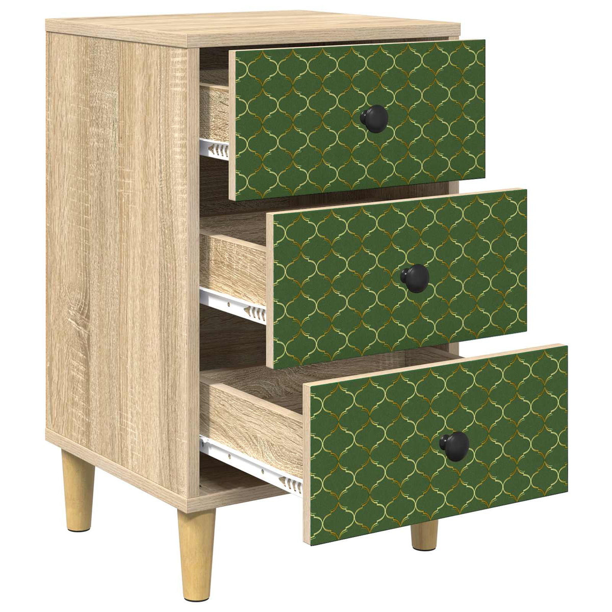 Bedside Cabinet BONN Sonoma Oak 36 x 33 x 60 cm 2 pcs Emerald geometric print