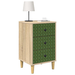 Bedside Cabinet BONN Sonoma Oak 36 x 33 x 60 cm 2 pcs Emerald geometric print
