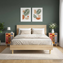 Bedside Cabinet BONN Sonoma Oak 36 x 33 x 60 cm 2 pcs Sunflower print