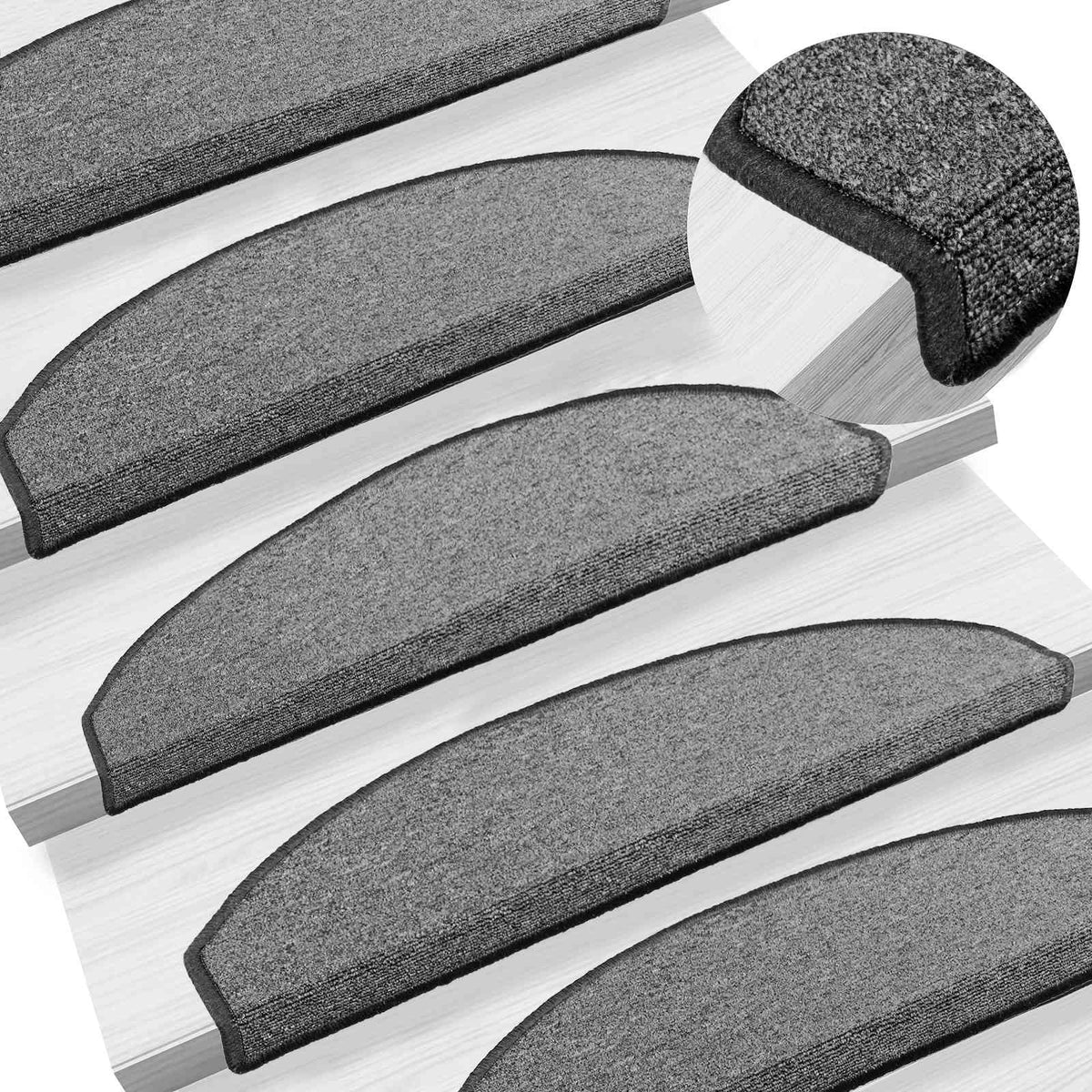 Self-adhesive Stair Mats 15 pcs 80 x 24.5 x 3.5 cm Dark grey