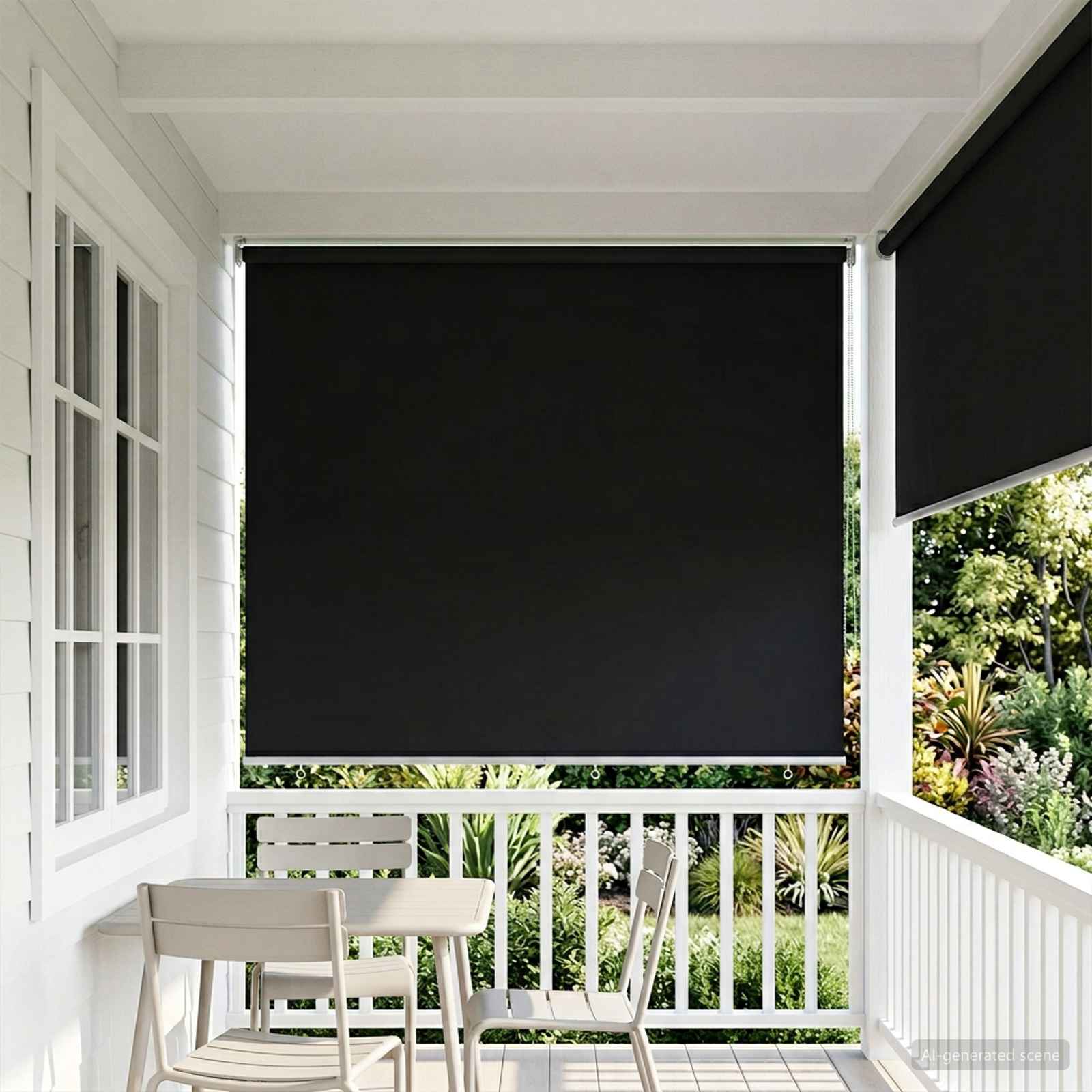 vidaXL Outdoor Roller Blind UV Protection Black 200 x 140 cm (W x H) 1