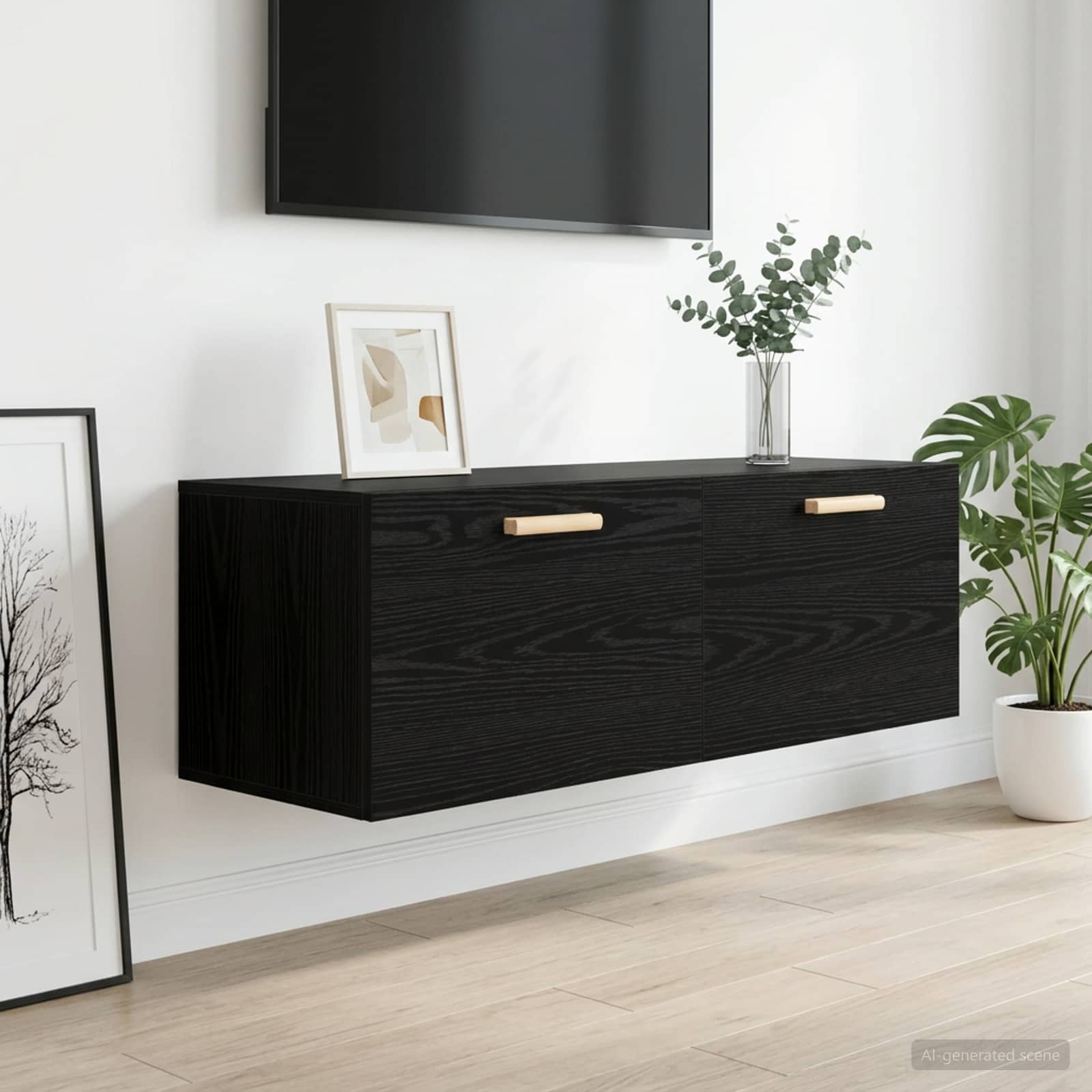 vidaXL Wall Cabinet Black oak 100 x 36.5 x 35 cm Engineered Wood 1