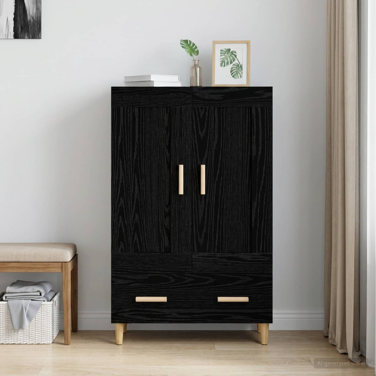 Highboard 70x31x115 cm Engineered Wood Black oak