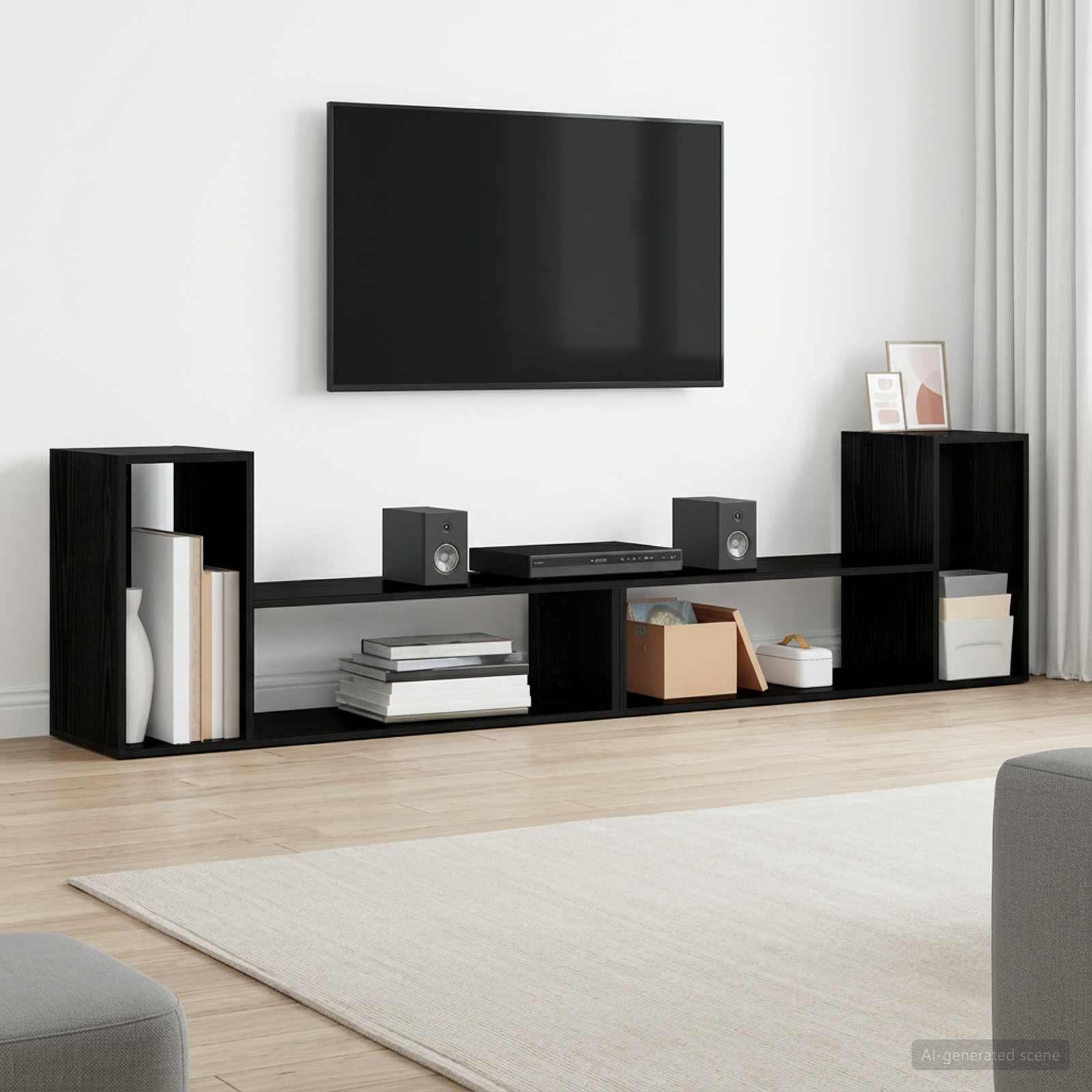 vidaXL TV Cabinet 100 x 30 x 50 cm Black Oak Engineered Wood 5