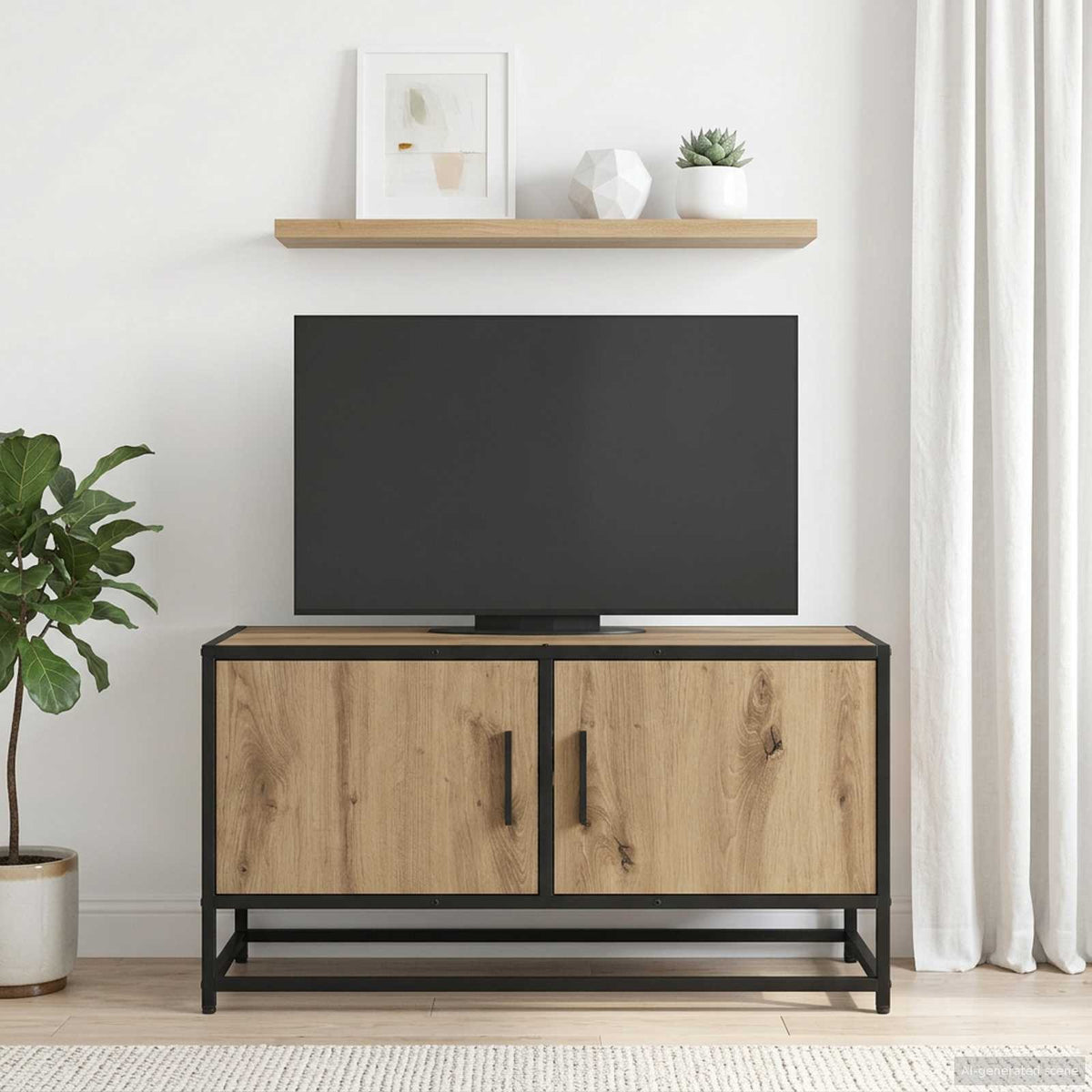 TV Cabinet 80x34,5x40 cm Engineered Wood and Metal Artisan oak