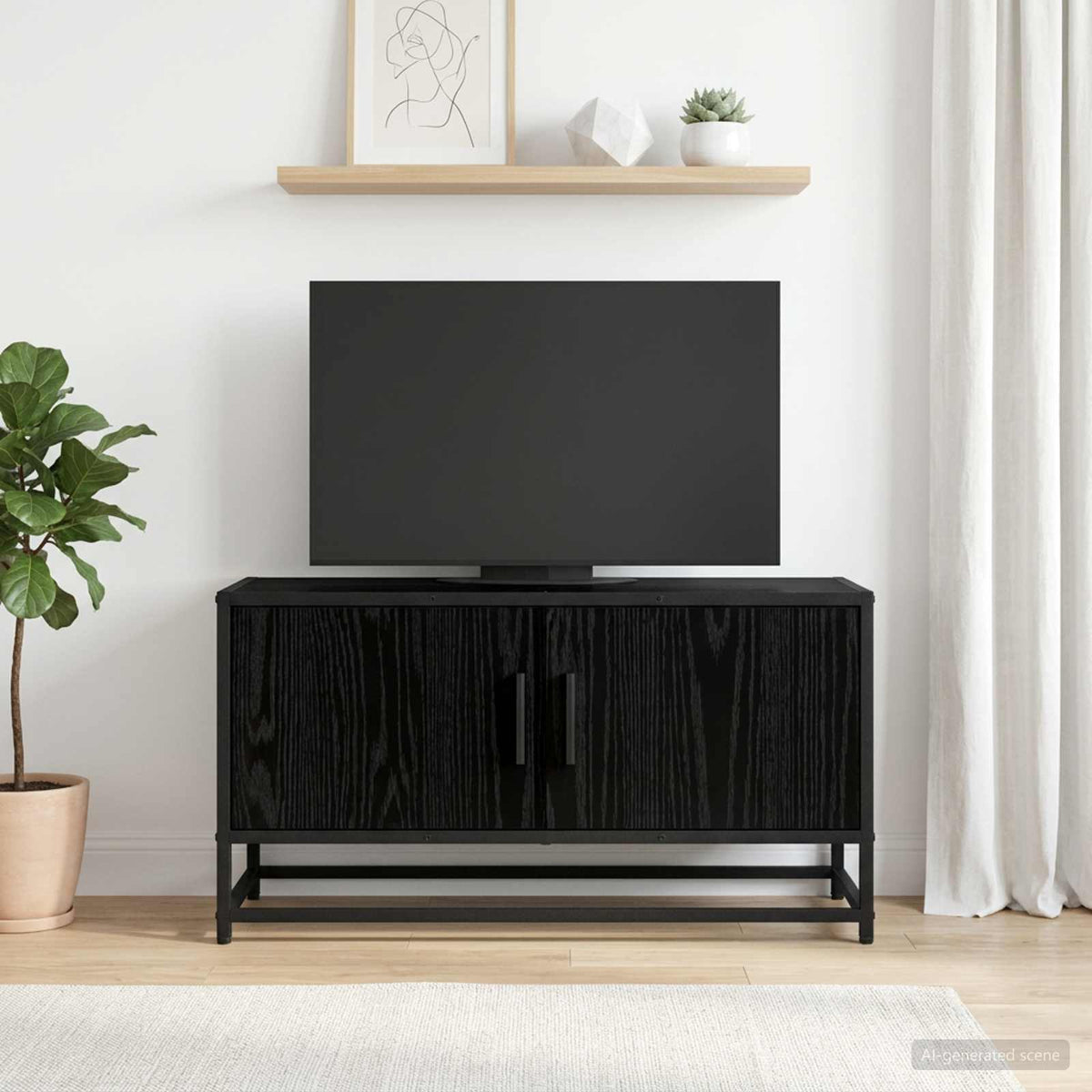 TV Cabinet 80x34,5x40 cm Engineered Wood and Metal Black oak