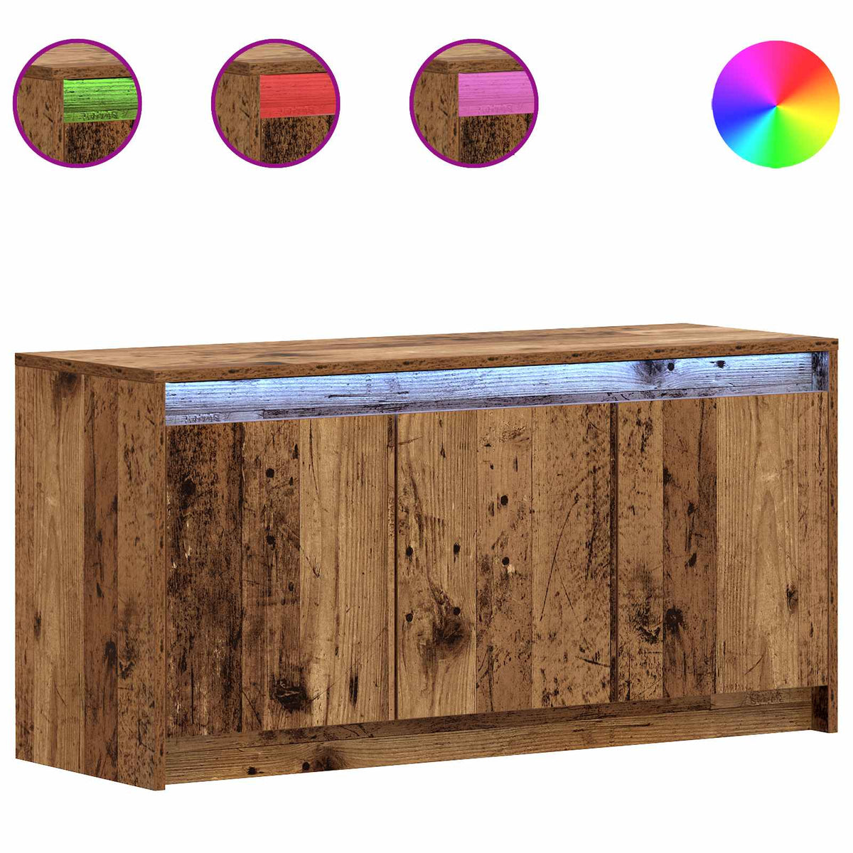 TV Cabinet with LED 100x34x50 cm Engineered Wood Old wood