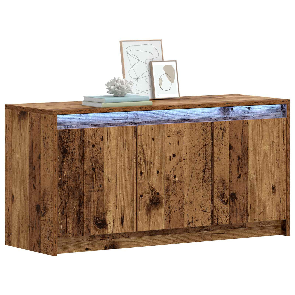 TV Cabinet with LED 100x34x50 cm Engineered Wood Old wood