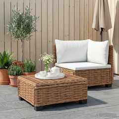 6 pcs Rattan Lounge Set with Cushions GENDT Rattan Natural Corner + table