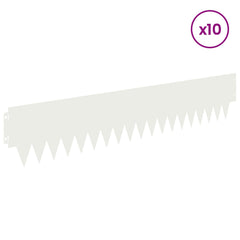 vidaXL Lawn Edging 10 pcs 103 x 20 cm Steel White 3