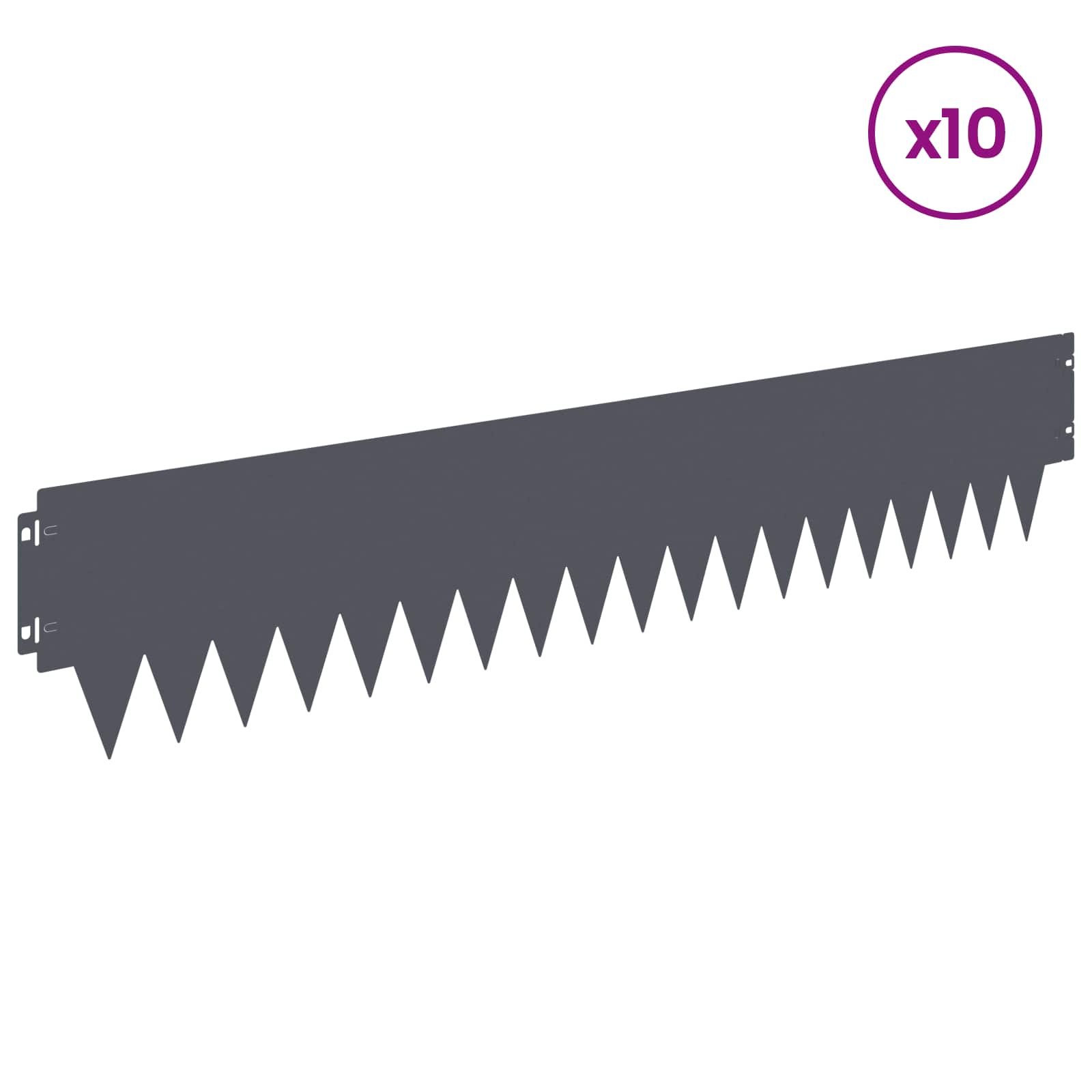 vidaXL Lawn Edging 10 pcs 103 x 20 cm Steel Anthracite 3
