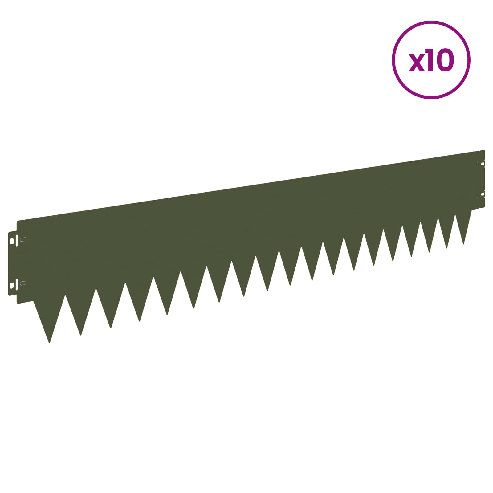 vidaXL Lawn Edging 10 pcs 103 x 20 cm Steel Olive Green 3