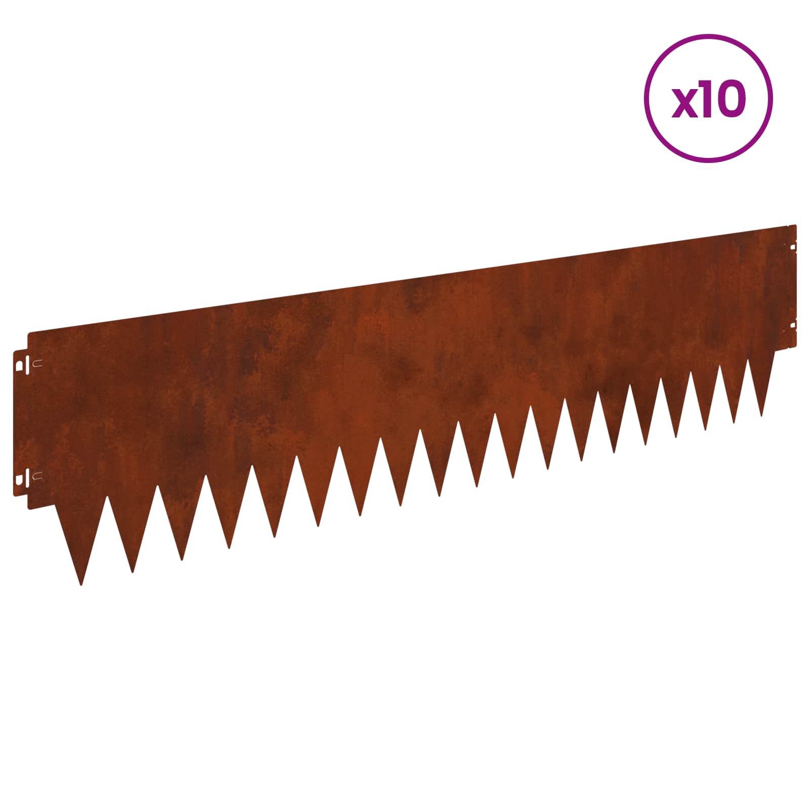 vidaXL Lawn Edging 10 pcs 103 x 25 cm Steel Rusty 3