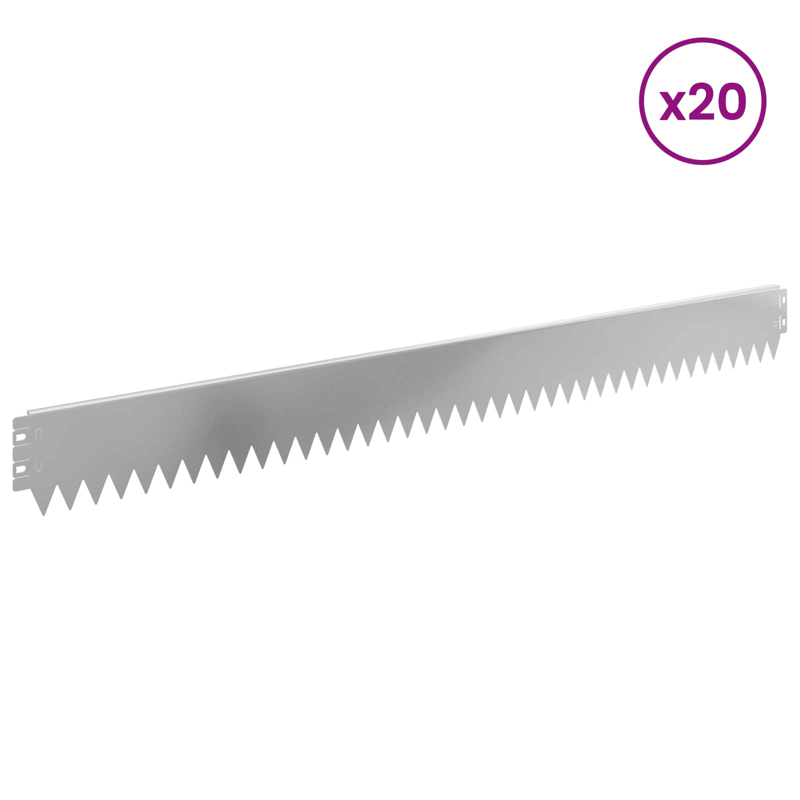 vidaXL Lawn Edging 20 pcs 103 x 10 cm Steel Silver 3
