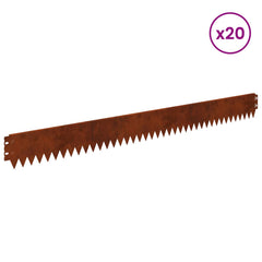 vidaXL Lawn Edging 20 pcs 103 x 10 cm Steel Rusty 3