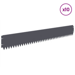 vidaXL Lawn Edging 10 pcs 103 x 15 cm Steel Anthracite 3