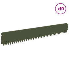 vidaXL Lawn Edging 10 pcs 103 x 15 cm Steel Olive Green 3