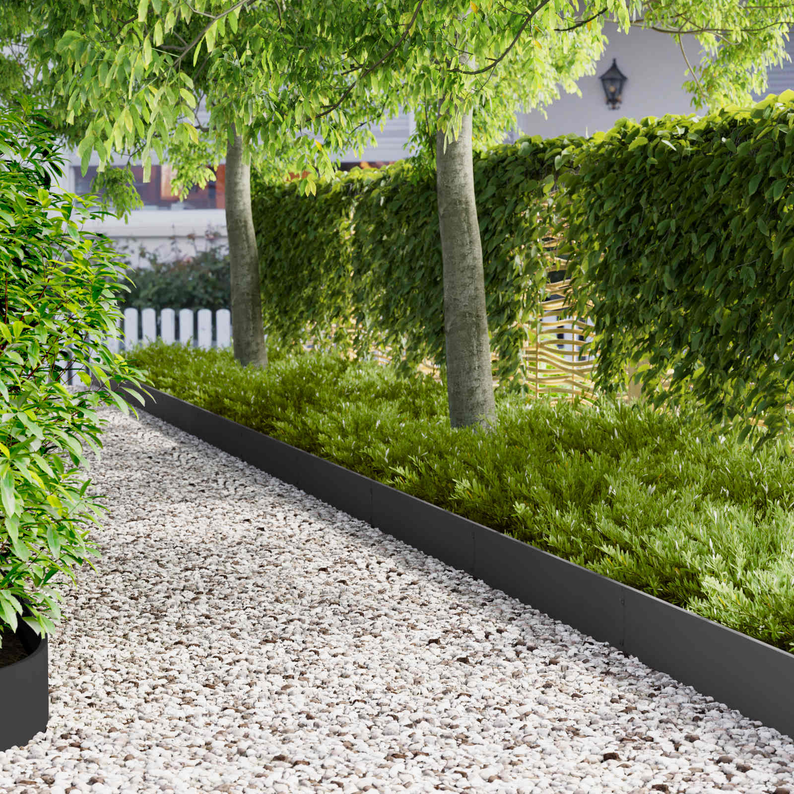 vidaXL Lawn Edging 10 pcs 103 x 20 cm Steel Black 1