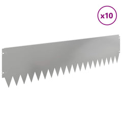 vidaXL Lawn Edging 10 pcs 103 x 25 cm Steel Silver 3