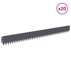 vidaXL Lawn Edging 20 pcs 103 x 10 cm Steel Anthracite 3
