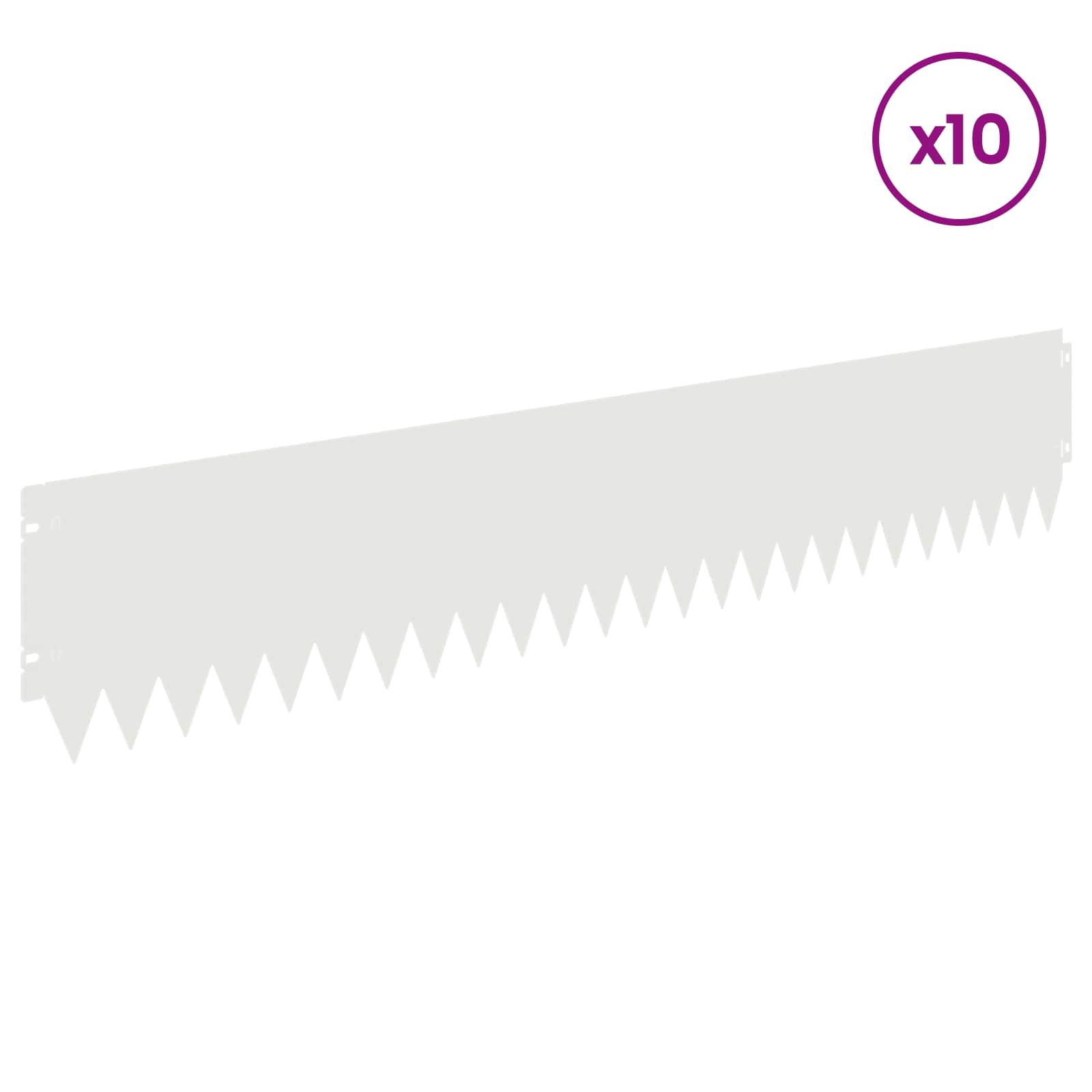 vidaXL Lawn Edging 10 pcs 103 x 20 cm Steel White 3